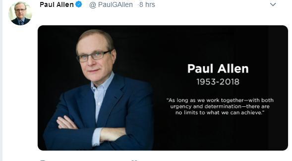 微软的联合创始人保罗艾伦因非霍奇金淋巴瘤去世