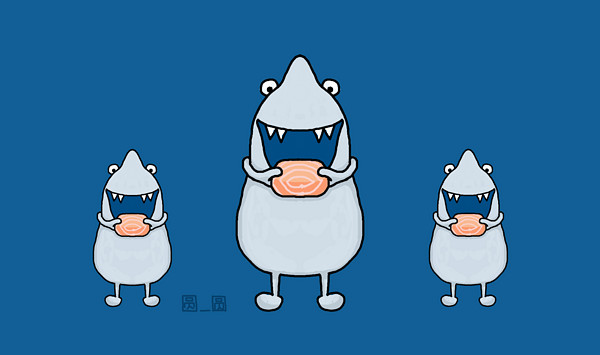 为了吞咽食物，某些鲨鱼会耸肩